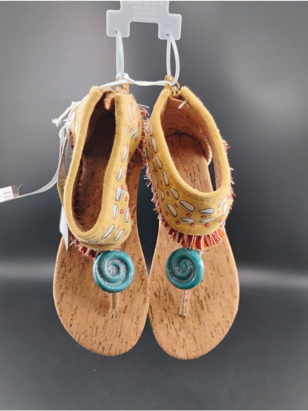 Disney Kids Sandals With Yellow & Cork Design Size 11-12
